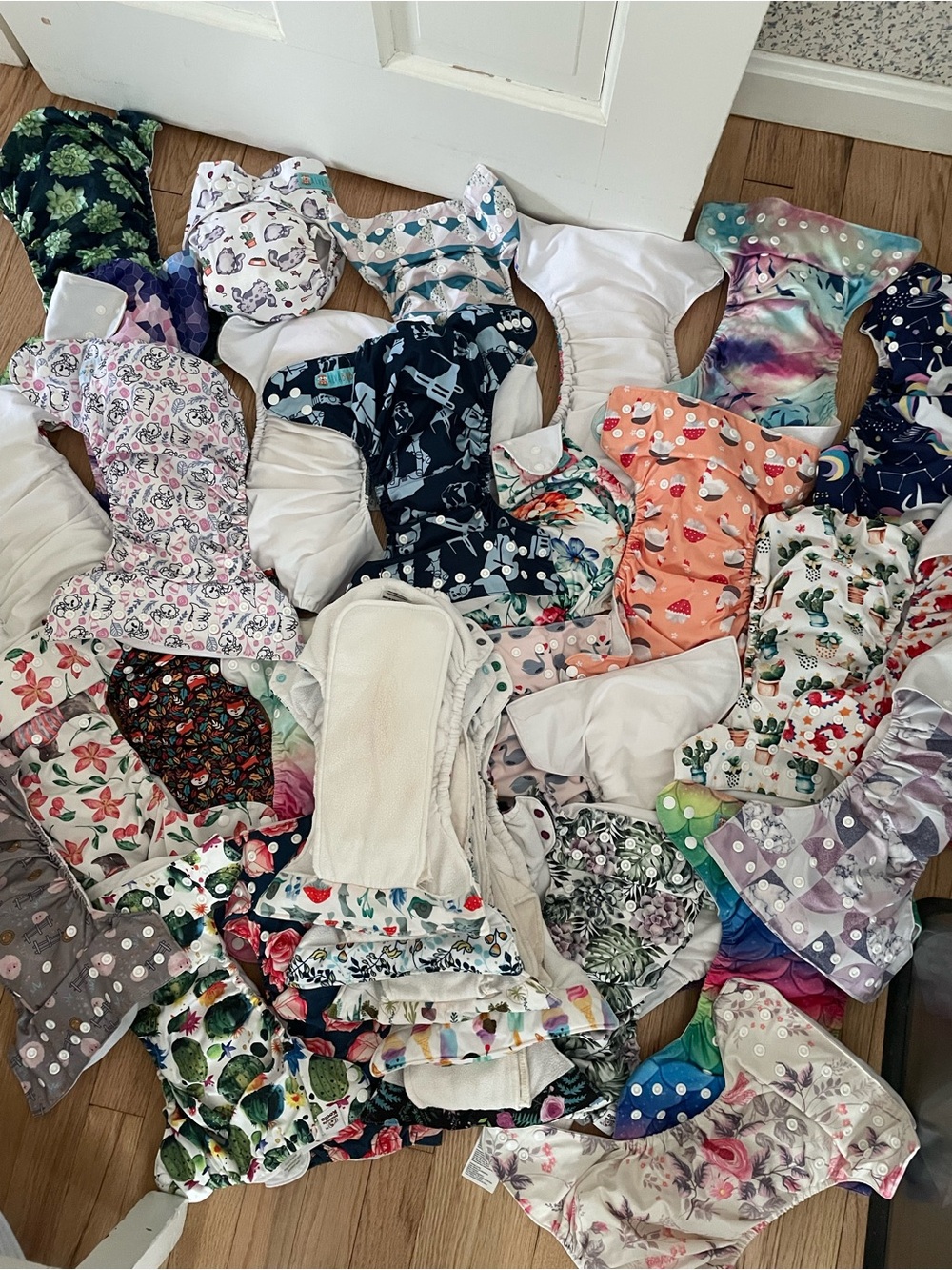 Assorted Patterned Cloth Diapers - Colorful Floral & Novelty Prints